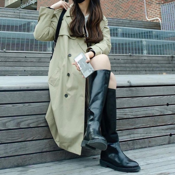 Zara black leather knee high boots blogger style toteme khaite the row - Picture 13 of 16